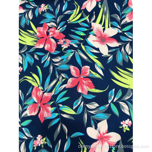 Flower And Leaves Desgin Cotton Stretch Printed Fabric